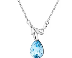 Naszyjnik srebrny ze szkłem - liście