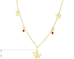 Naszyjnik srebrny ze szkłem - ważka, motyle