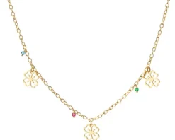 Naszyjnik srebrny ze szkłem - koniczyny, kwiaty