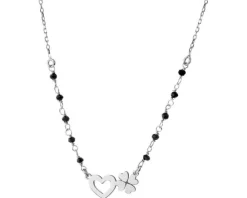 Naszyjnik srebrny ze szkłem - serce, koniczyna