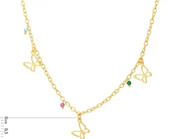 Naszyjnik srebrny ze szkłem - motyle