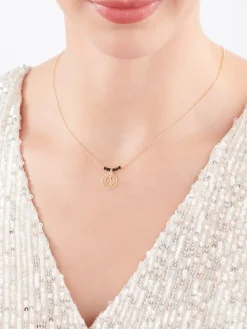 Naszyjnik srebrny ze szlifowanym szkłem - litera A, rozeta