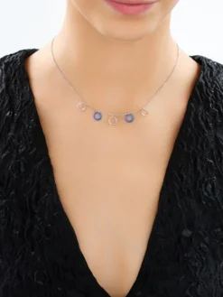 Naszyjnik srebrny ze szlifowanym szkłem - koła