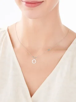 Naszyjnik srebrny ze szlifowanym szkłem - koło