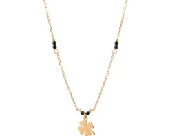 Naszyjnik srebrny ze szlifowanym szkłem - koniczyna