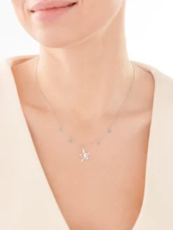 Naszyjnik srebrny ze szlifowanym szkłem - gwiazdy