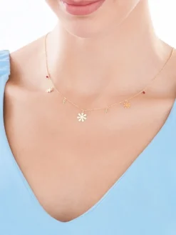 Naszyjnik srebrny ze szlifowanym szkłem - kwiaty