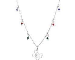 Naszyjnik srebrny ze szlifowanym szkłem - motyl