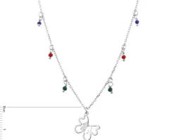 Naszyjnik srebrny ze szlifowanym szkłem - motyl