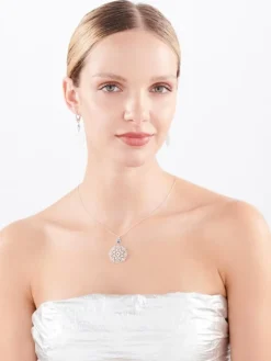 Naszyjnik srebrny ze szlifowanym szkłem - rozeta