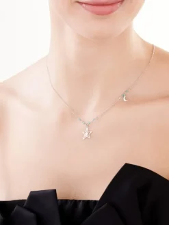 Naszyjnik srebrny ze szlifowanym szkłem - gwiazda, Księżyc