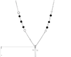 Naszyjnik srebrny ze szlifowanym szkłem - krzyż