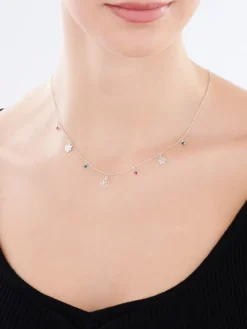 Naszyjnik srebrny ze szlifowanym szkłem - kwiaty