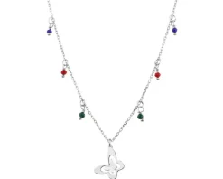 Naszyjnik srebrny ze szlifowanym szkłem - motyl