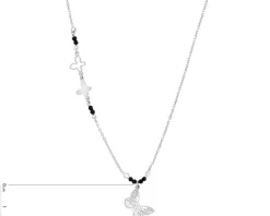 Naszyjnik srebrny ze szlifowanym szkłem - motyle