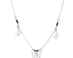 Naszyjnik srebrny ze szlifowanym szkłem - motyle