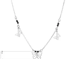 Naszyjnik srebrny ze szlifowanym szkłem - motyle