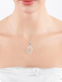 Naszyjnik srebrny ze szlifowanym szkłem - rozeta