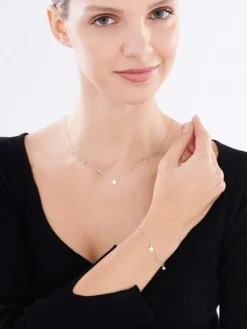 Naszyjnik srebrny ze szlifowanym szkłem - gwiazdy