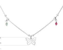 Naszyjnik srebrny ze szlifowanym szkłem - motyl