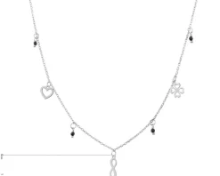 Naszyjnik srebrny ze szlifowanym szkłem - nieskończoność, koniczyna, serce