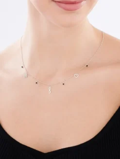 Naszyjnik srebrny ze szlifowanym szkłem - nieskończoność, koniczyna, serce