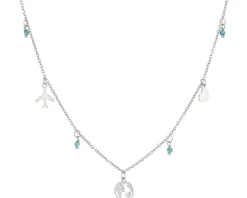 Naszyjnik srebrny ze szlifowanym szkłem - samolot, planeta, serce