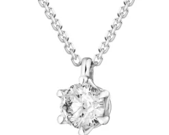 Naszyjnik z białego złota z brylantem laboratoryjnym - 0,20 ct - próba 585
