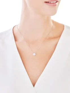 Naszyjnik z białego złota z brylantem - 0,04 ct - próba 585