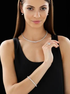 Naszyjnik z białego złota z brylantami - 43 cm - 10,00 ct - próba 750