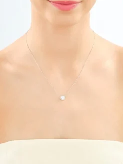 Naszyjnik z białego złota z brylantami laboratoryjnymi - 0,85 ct - próba 750