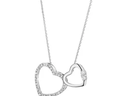 Naszyjnik z białego złota z diamentami - serce - 0,10 ct - próba 585