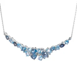 Naszyjnik z białego złota z brylantem i topazami - próba 585
