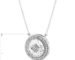 Naszyjnik z białego złota z diamentami - rozeta - 0,10 ct - próba 585
