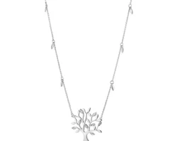 Naszyjnik z białego złota z diamentami - drzewko - 0,01 ct - próba 375