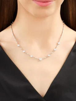 Naszyjnik z białego złota z brylantami - 45 cm - 1,03 ct - próba 585