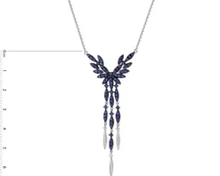 Naszyjnik z białego złota z diamentami i szafirami - próba 585