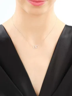 Naszyjnik z białego złota z diamentami - 0,05 ct - próba 375