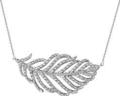 Naszyjnik z białego złota z brylantami - piórko - 1,50 ct - próba 750