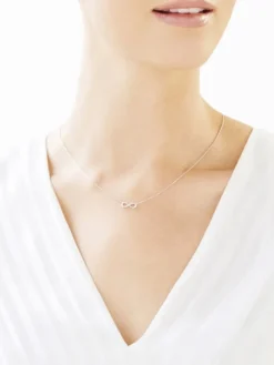 Naszyjnik z białego złota z diamentem - nieskończoność - 0,004 ct - próba 585