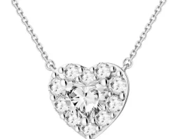 Naszyjnik z białego złota z diamentami laboratoryjnymi - serce - 0,87 ct - próba 585