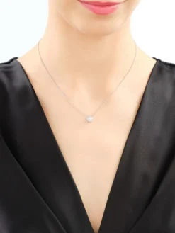 Naszyjnik z białego złota z diamentami - 0,11 ct - próba 585