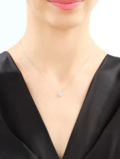 Naszyjnik z białego złota z brylantem - 0,12 ct - próba 585