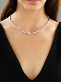 Naszyjnik z białego złota z brylantami - 43 cm - 6,02 ct - próba 750