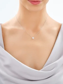 Naszyjnik z białego złota z brylantami laboratoryjnymi - 0,33 ct - próba 585