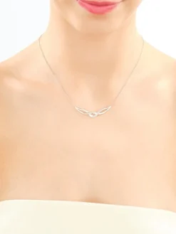 Naszyjnik z białego złota z diamentami - 0,01 ct - próba 585