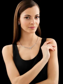 Naszyjnik z białego złota z diamentami - 0,32 ct - próba 750