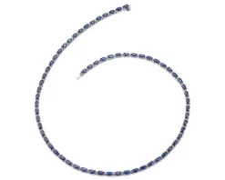 Naszyjnik z białego złota z brylantami i szafirami - próba 585