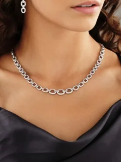 Naszyjnik z białego złota z brylantami - 3,02 ct - próba 585