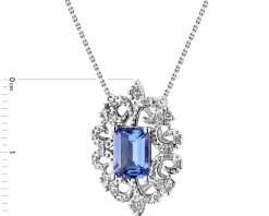 Naszyjnik z białego złota z brylantami i tanzanitem - próba 585